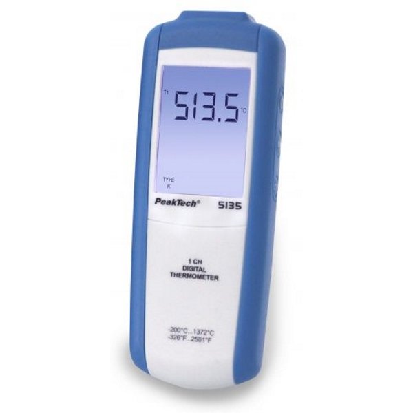 P5135 - Digital K-type Thermometer, 1 CH, -200 ÷ +1372°C, with °C/°F/ K Display